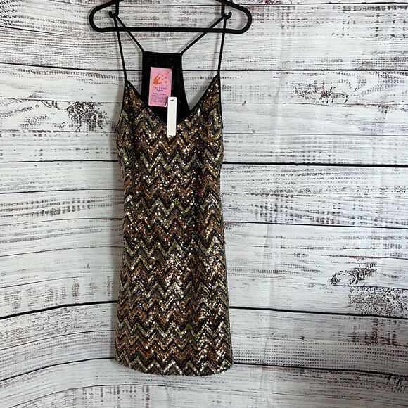 Ark & Co Dress Womens size Small All over sequins zigzag mini party New - Picture 4 of 10
